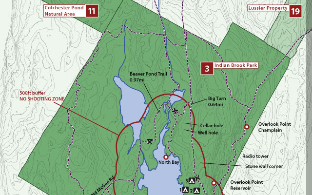 Detail of map showing contour lines and other features